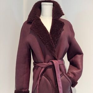 Coach Burgundy leather and shearling burgundy jacket